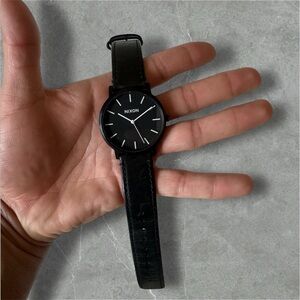 Nixon Black Dial Watch with Leather Band